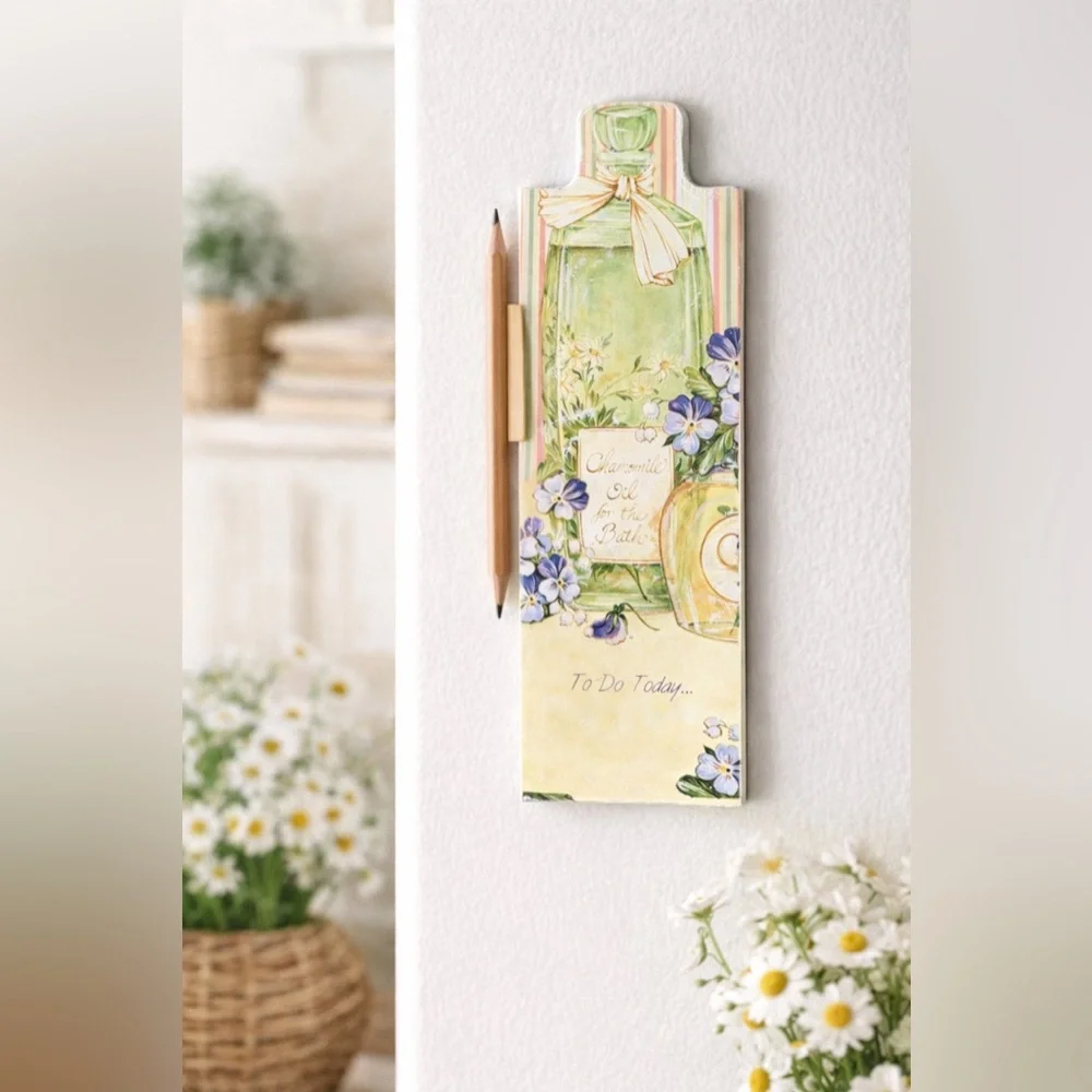 Vintage Floral Memo Pad Magnetic To Do List Cottagecore Chamomile Bath